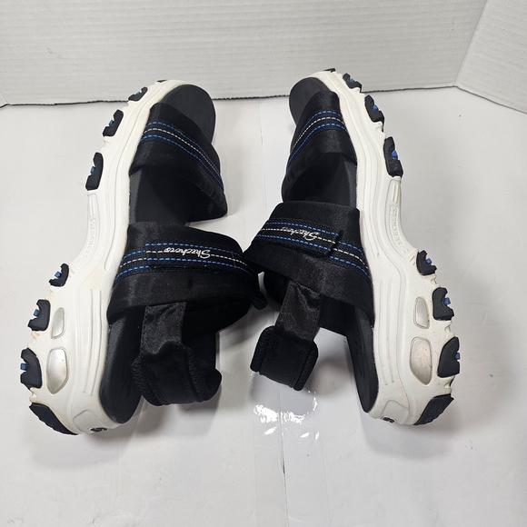 Skechers Yoga Foam D’Lites Chunky Platform Sandals 11 Black White Shoes Women’s - Picture 9 of 12